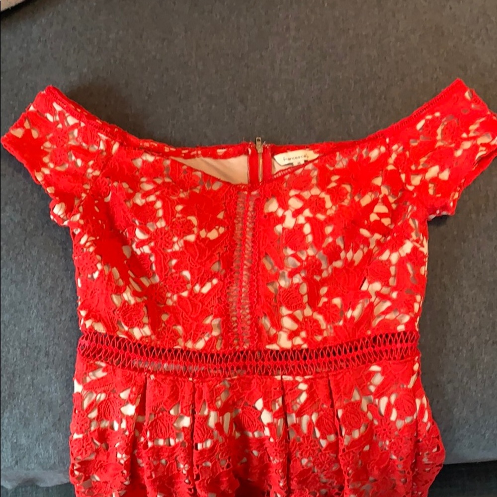 Francesca’s off the shoulder red lace dress - Picture 9 of 9